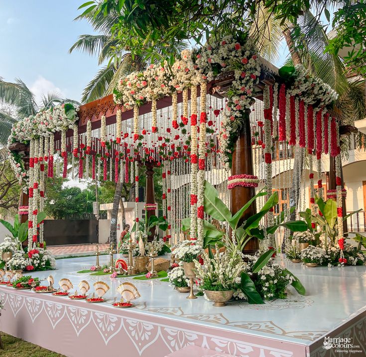 Delicate florals and traditional details coming together to frame the sacred Mandap