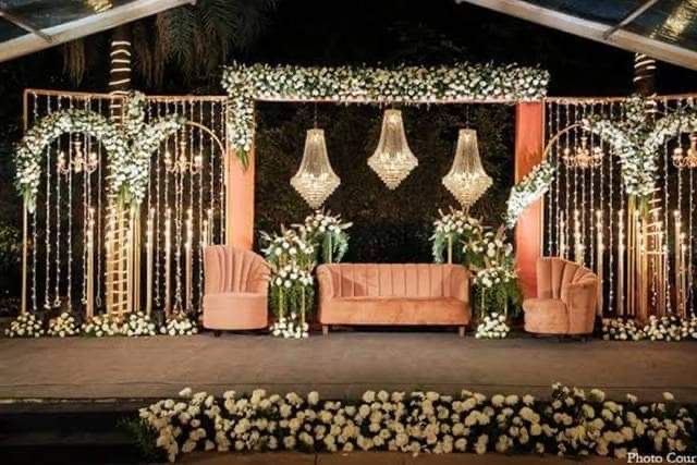 A picture-perfect reception stage capturing the elegance of the wedding celebration